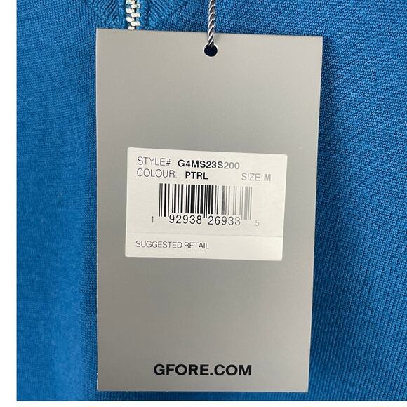 G/Fore Men's V-Neck Merino Wool Quarter Zip Sweater Petrol G4MS23S200 Size M - Picture 4 of 10